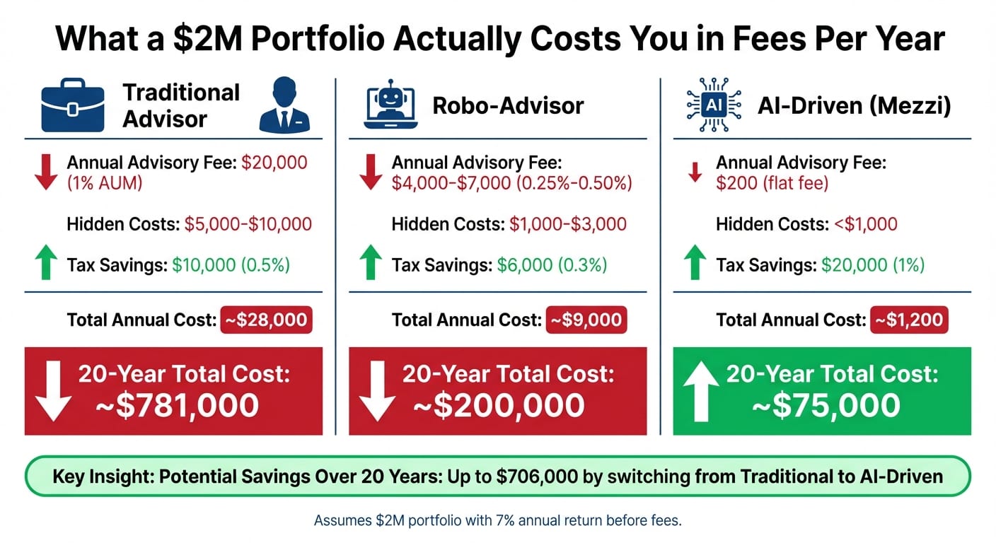 $2M Portfolio Fee Comparison: Traditional vs Robo vs AI-Driven Advisors