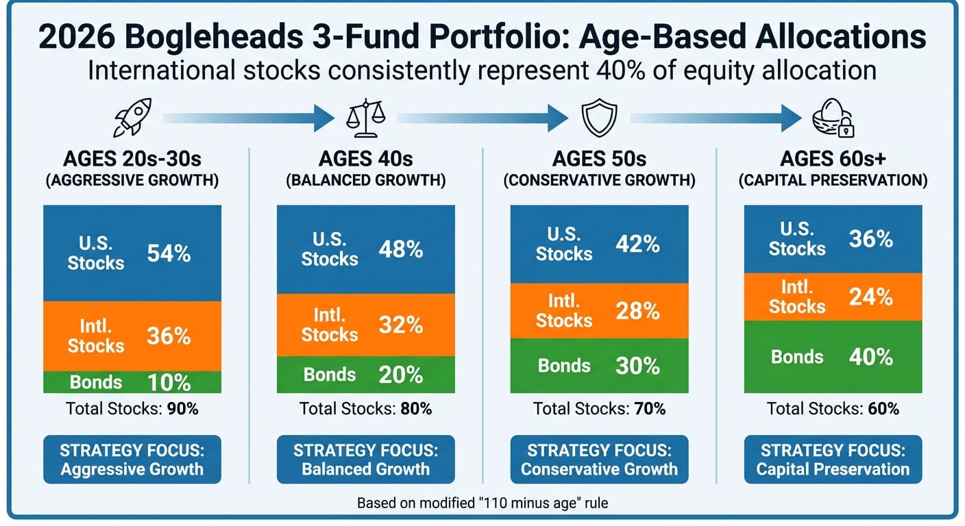 Bogleheads 3-Fund Portfolio Age-Based Allocation Guide 2026