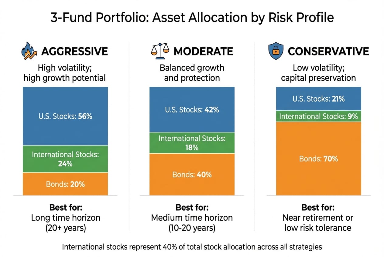 3-Fund Portfolio Asset Allocation Strategies by Risk Profile