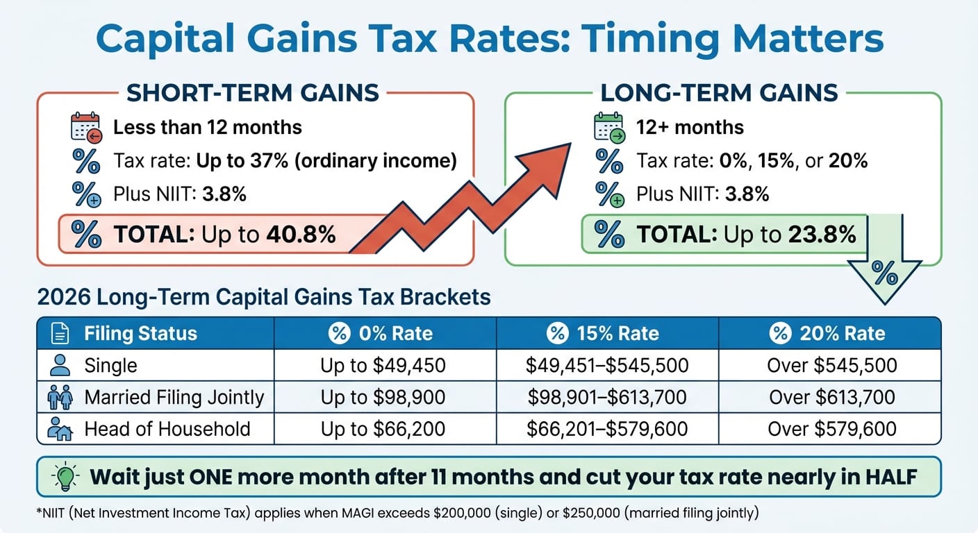 2026 Capital Gains Tax Rates Comparison: Short-Term vs Long-Term