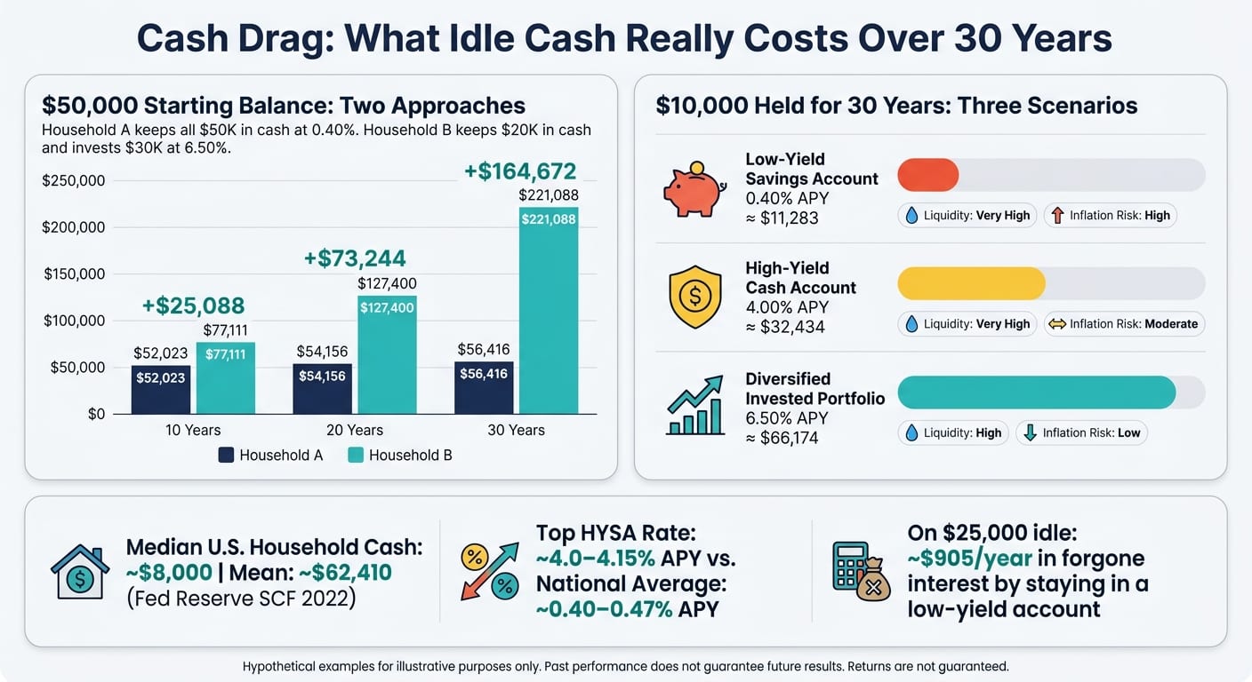 Cash Drag: What Idle Cash Really Costs Over 30 Years