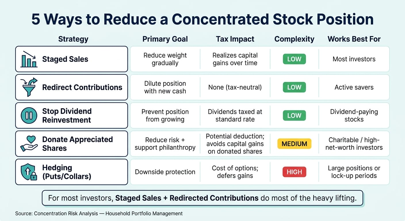 5 Ways to Reduce Concentrated Stock Risk: Strategy Comparison