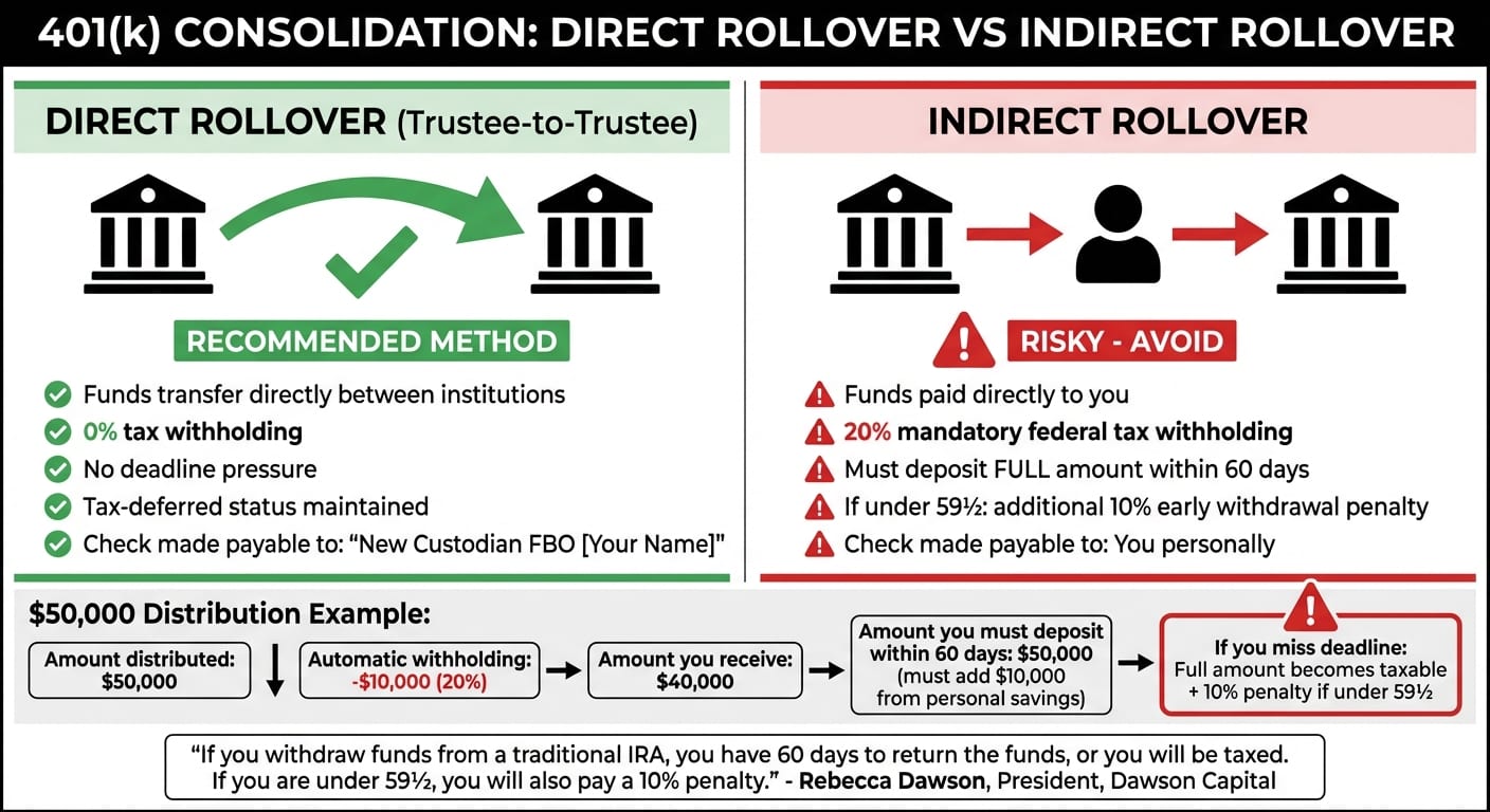 Direct vs Indirect 401(k) Rollover: Tax Implications Comparison