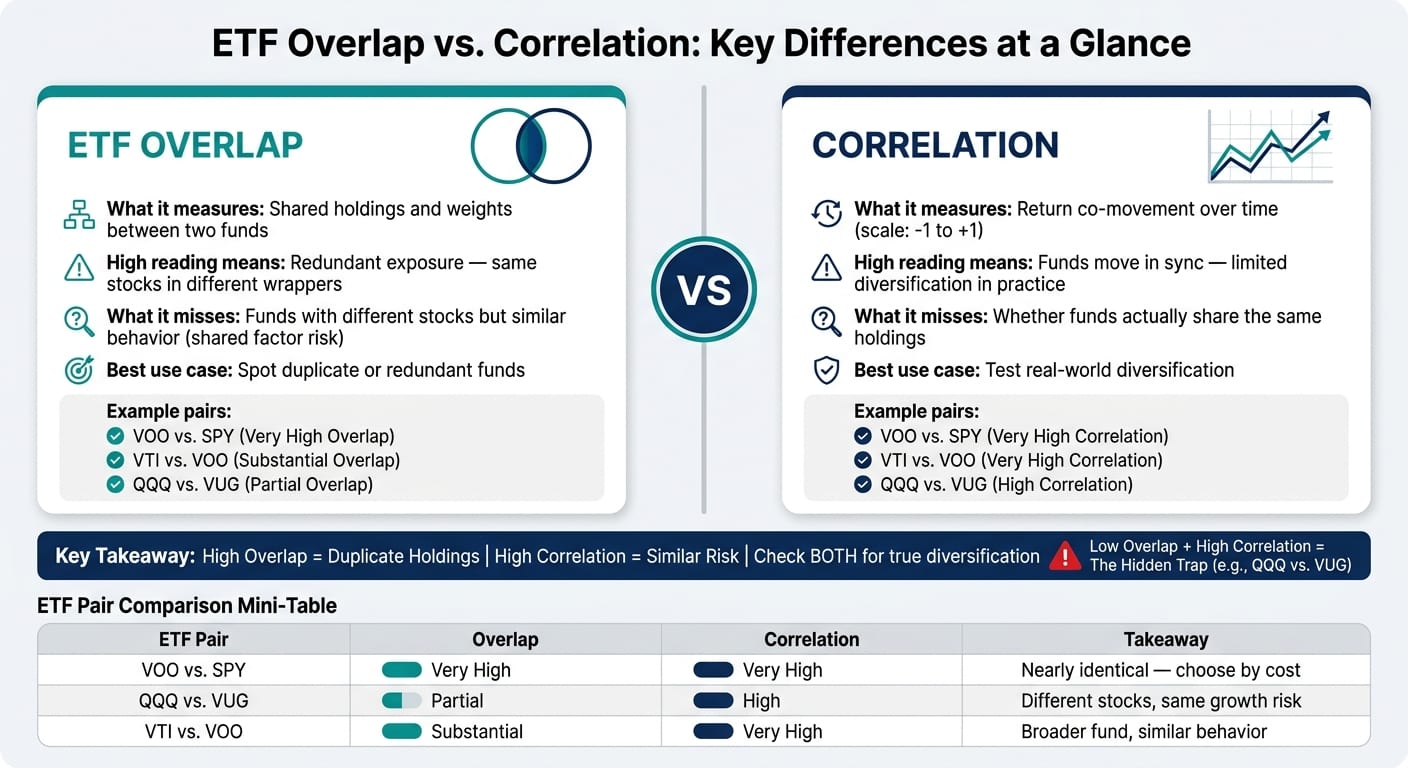 ETF Overlap vs. Correlation: Key Differences at a Glance