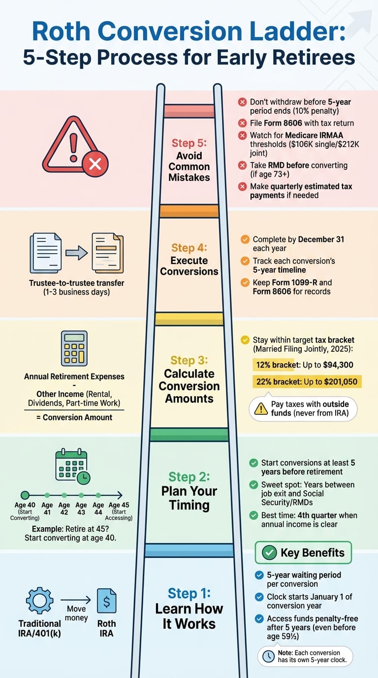 5-Step Roth Conversion Ladder Strategy for Early Retirement