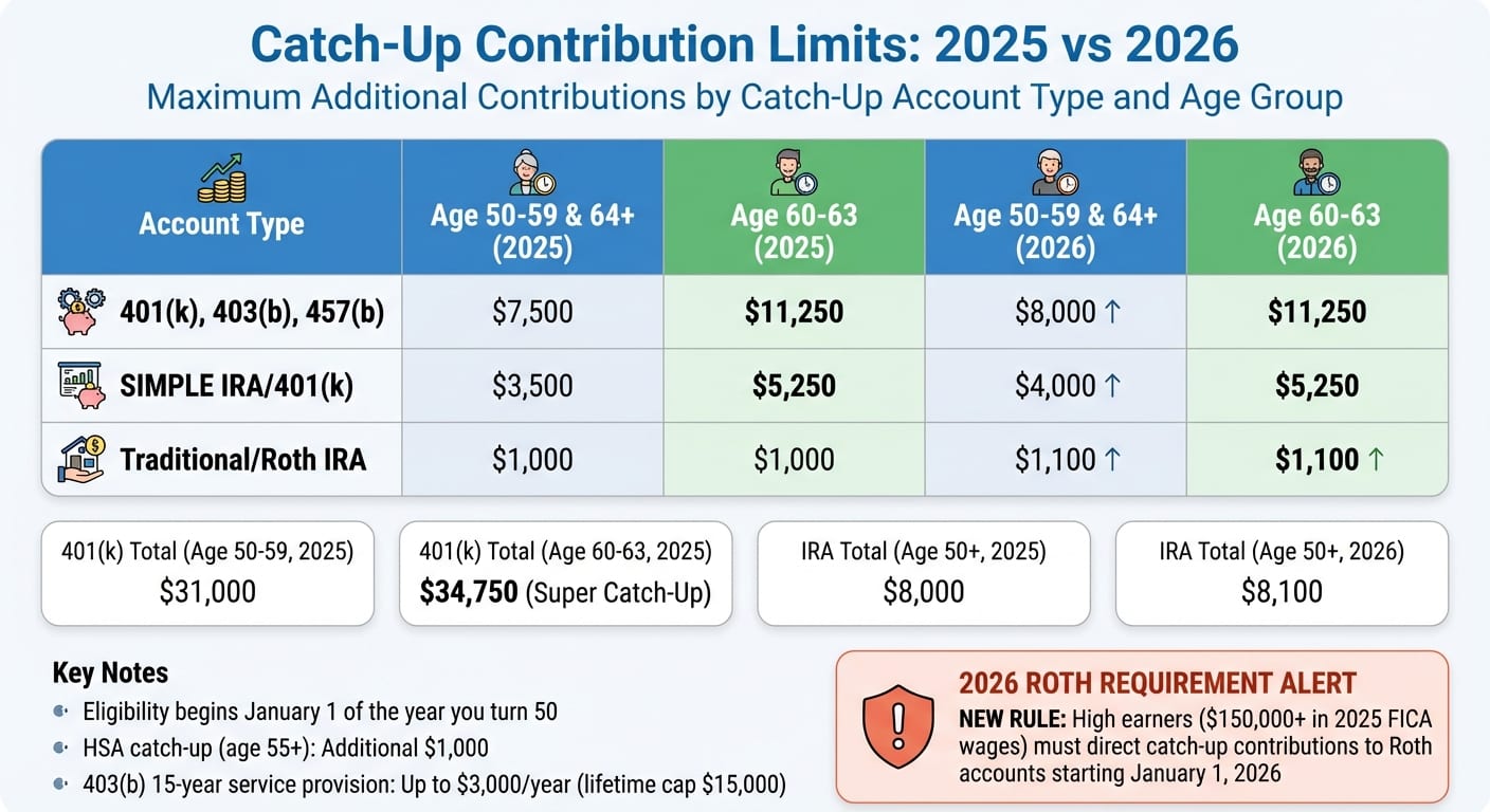 2025-2026 Retirement Catch-Up Contribution Limits by Account Type and Age