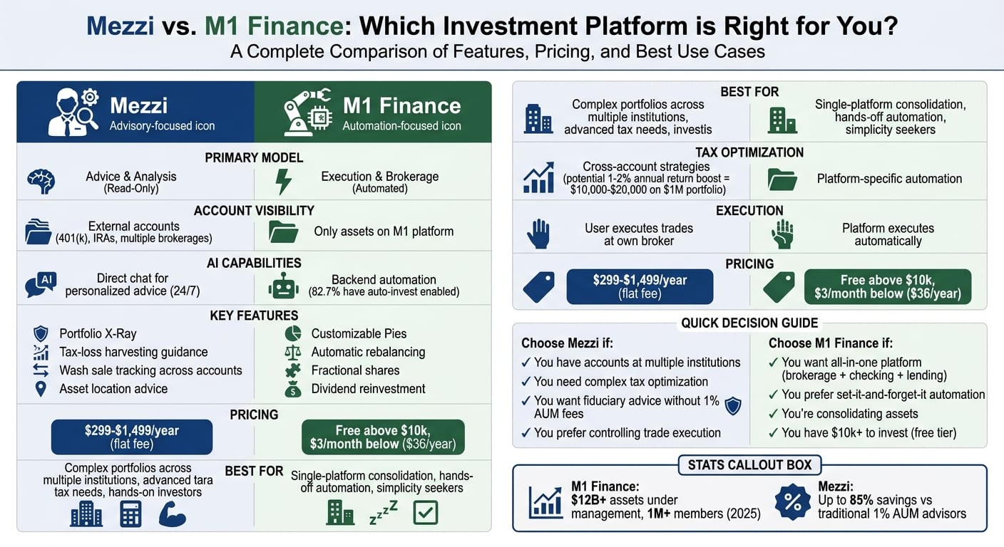 Mezzi vs M1 Finance: Complete Feature and Pricing Comparison