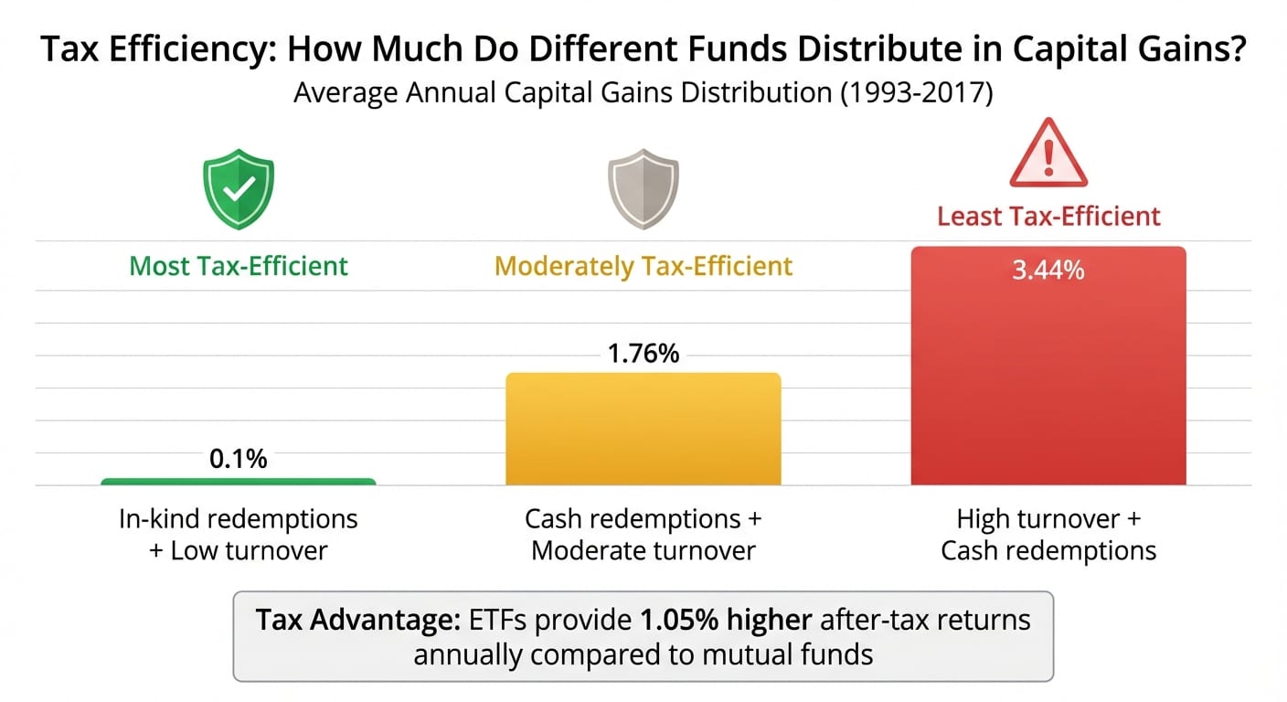 Tax Efficiency Comparison: ETFs vs Mutual Funds Annual Capital Gains Distribution