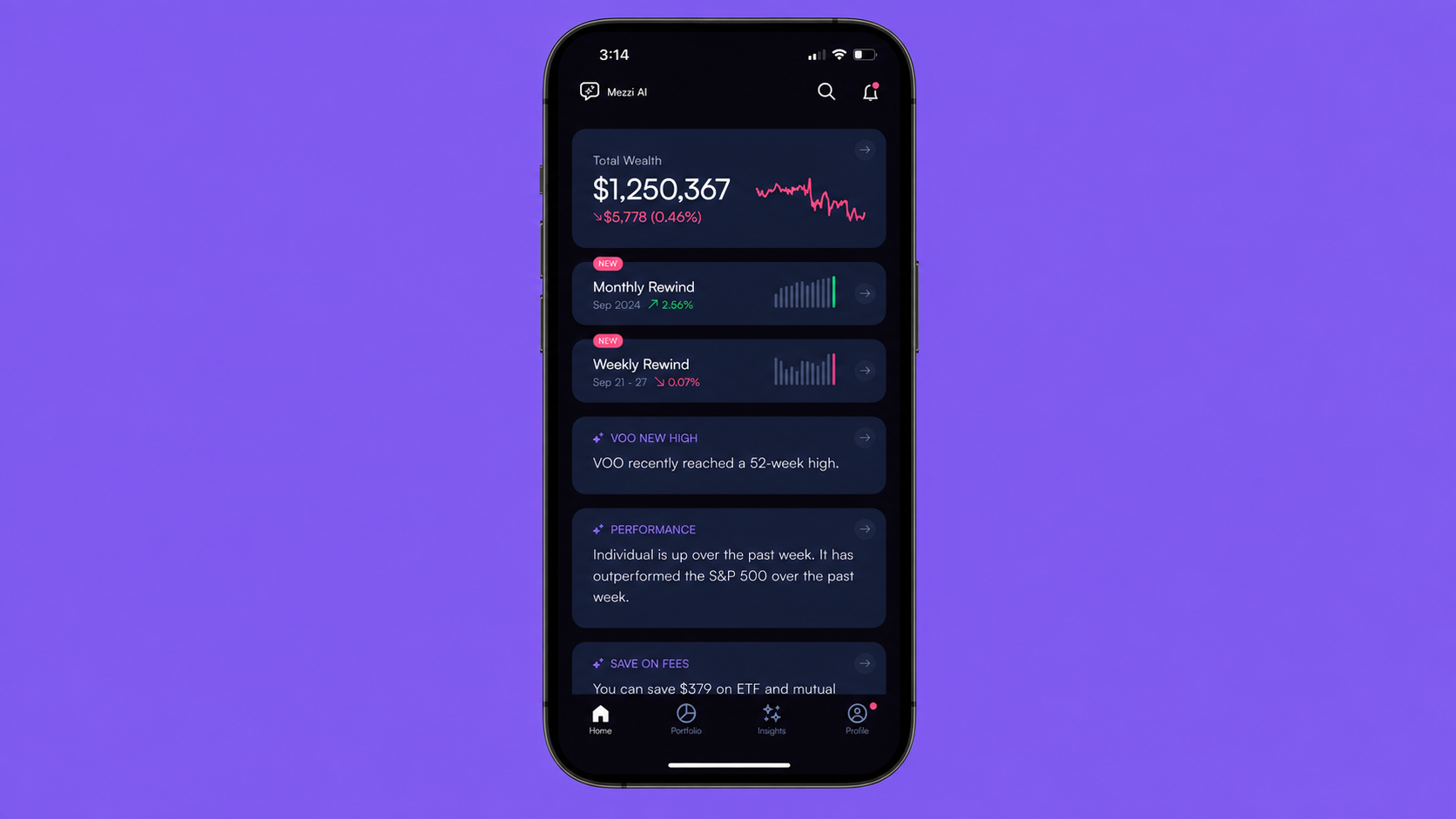 Mezzi Home: Daily Portfolio Insights