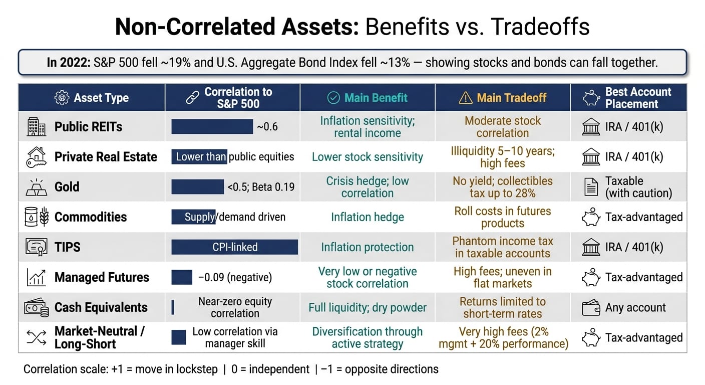 Non-Correlated Assets: Benefits vs. Tradeoffs at a Glance