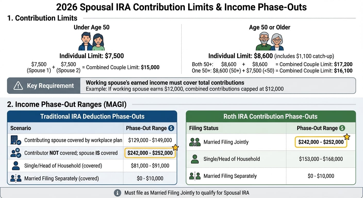 2026 Spousal IRA Contribution Limits and Income Phase-Out Ranges