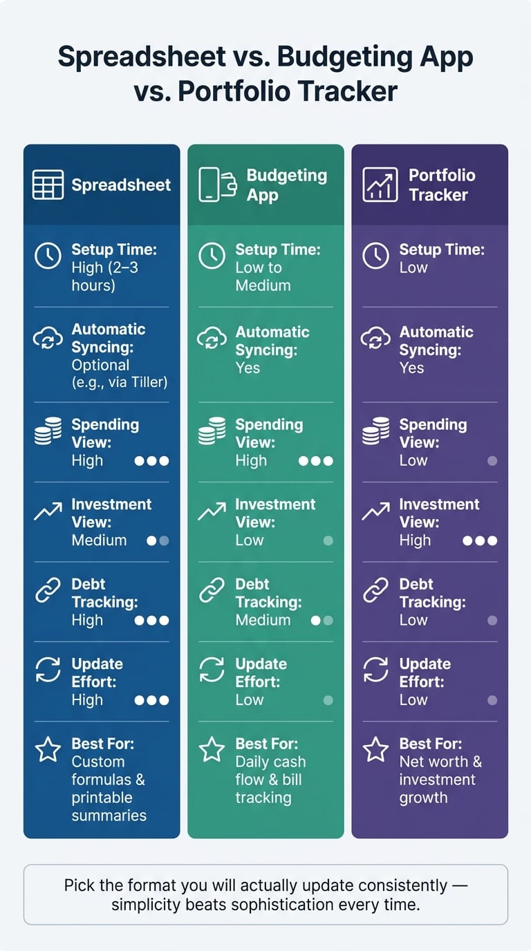 Spreadsheet vs. Budgeting App vs. Portfolio Tracker: Which Finance Tool Is Right for You?