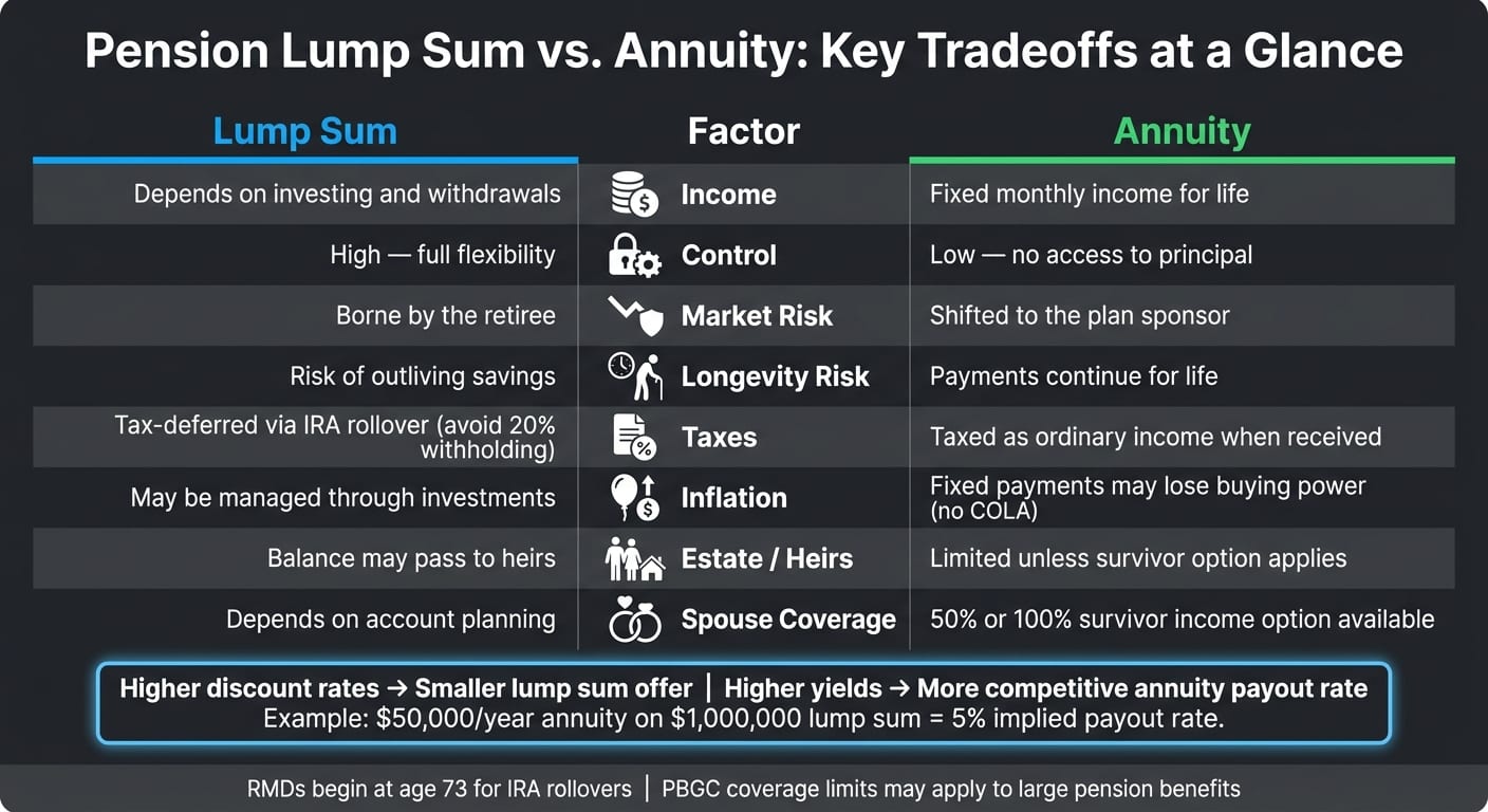 Pension Lump Sum vs. Annuity: Key Tradeoffs at a Glance