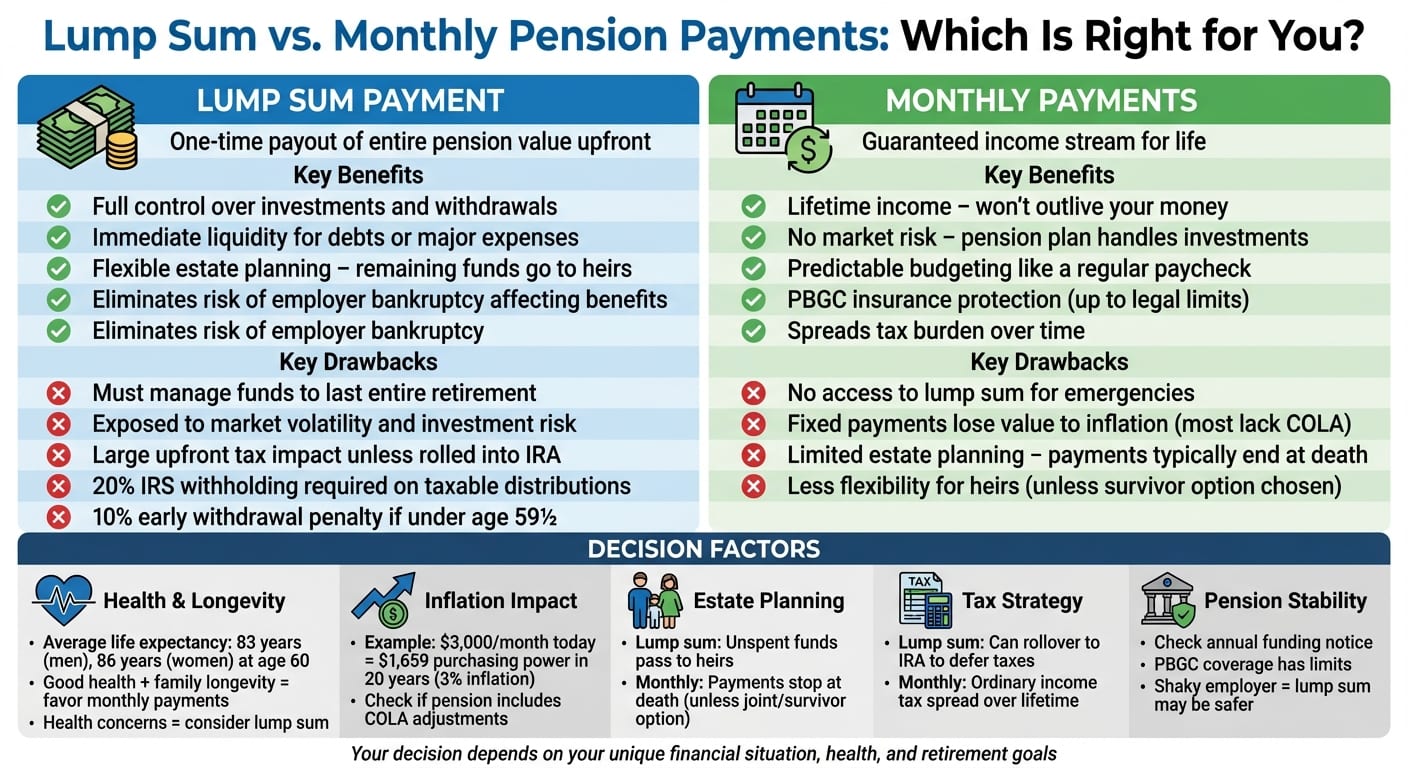 Lump Sum vs Monthly Pension Payments Comparison Chart