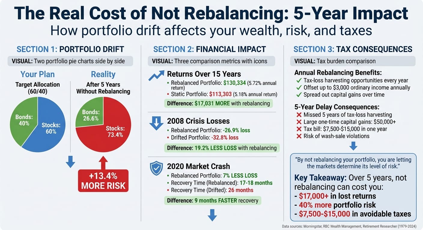 Financial Impact of Portfolio Rebalancing vs Not Rebalancing Over 5 Years