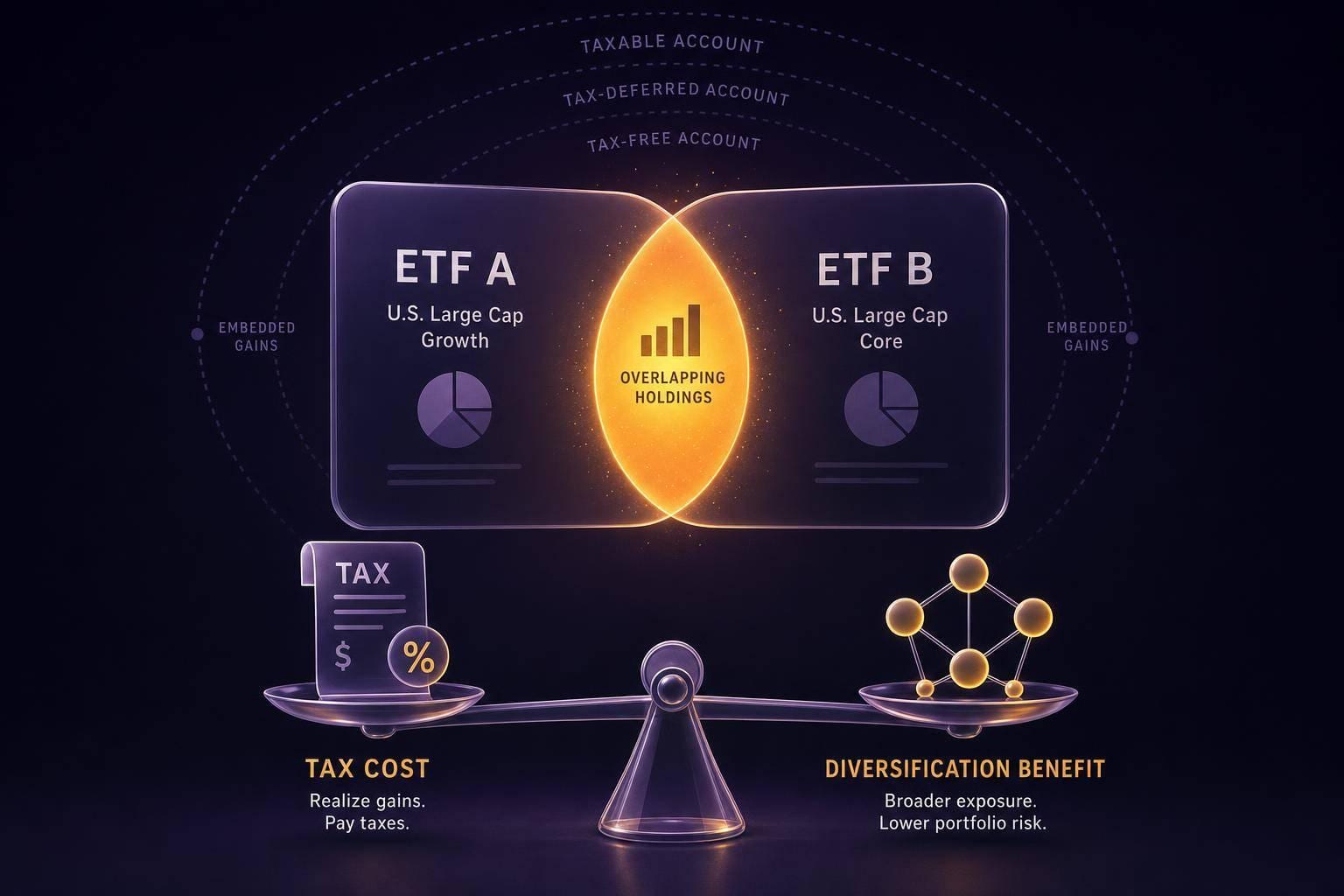 Should You Sell Overlapping ETFs? Compare the Tax Bill With the Diversification Benefit