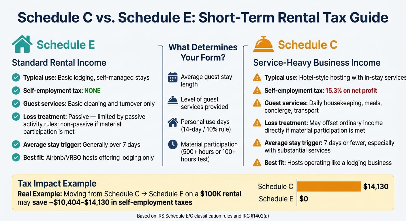 Schedule C vs. Schedule E for Short-Term Rentals: Key Tax Differences