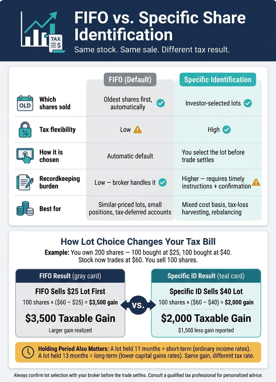 FIFO vs. Specific Share Identification: Tax Impact Comparison