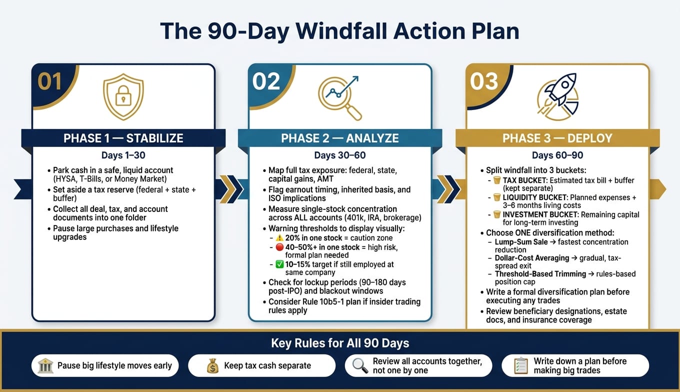 The 90-Day Windfall Action Plan: Stabilize, Analyze, Deploy