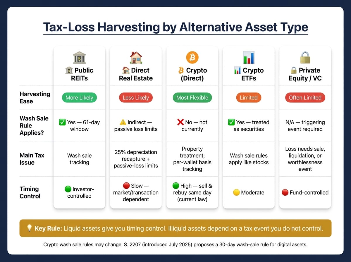 Tax-Loss Harvesting for Alternative Investments: Quick Comparison Guide