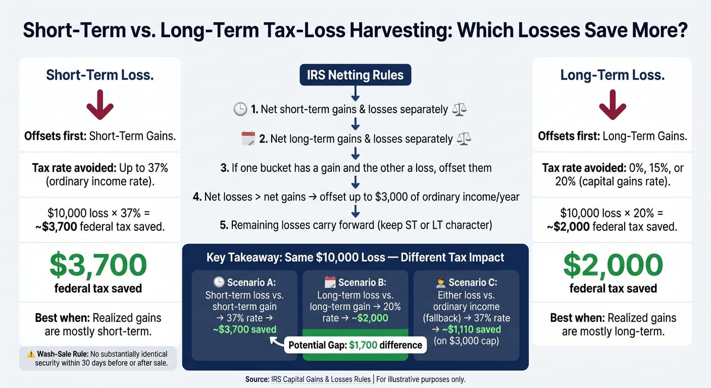 Short-Term vs. Long-Term Tax-Loss Harvesting: Which Losses Save More?
