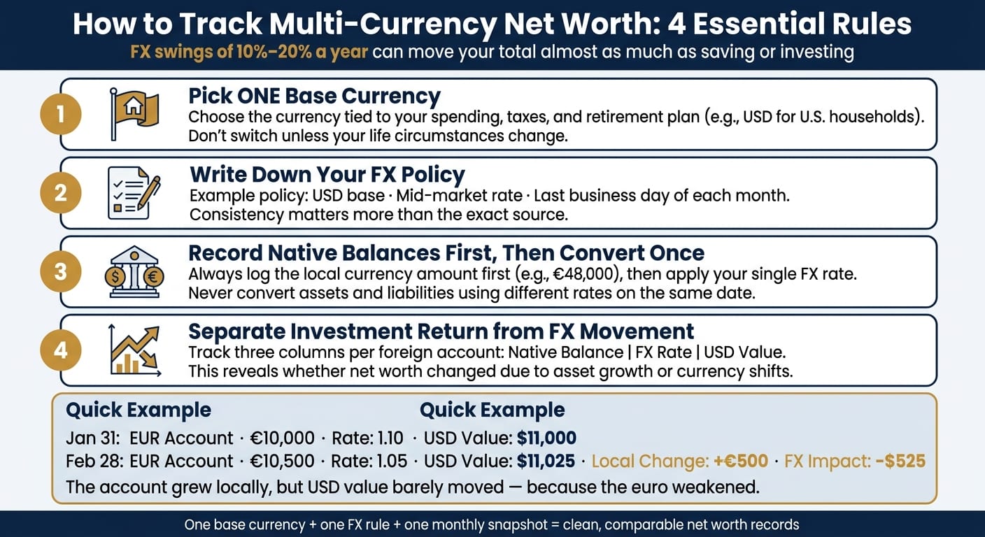How to Track Net Worth in Multiple Currencies: 4 Key Rules