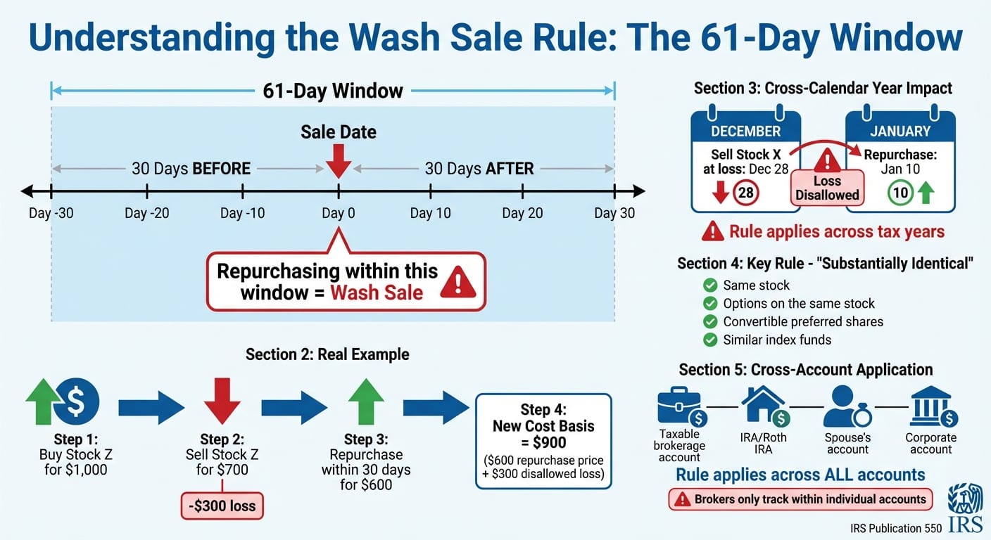 How the IRS Wash Sale Rule Works: 61-Day Window and Tax Impact