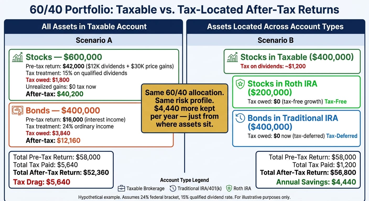 60/40 Portfolio: Taxable vs. Tax-Located After-Tax Returns