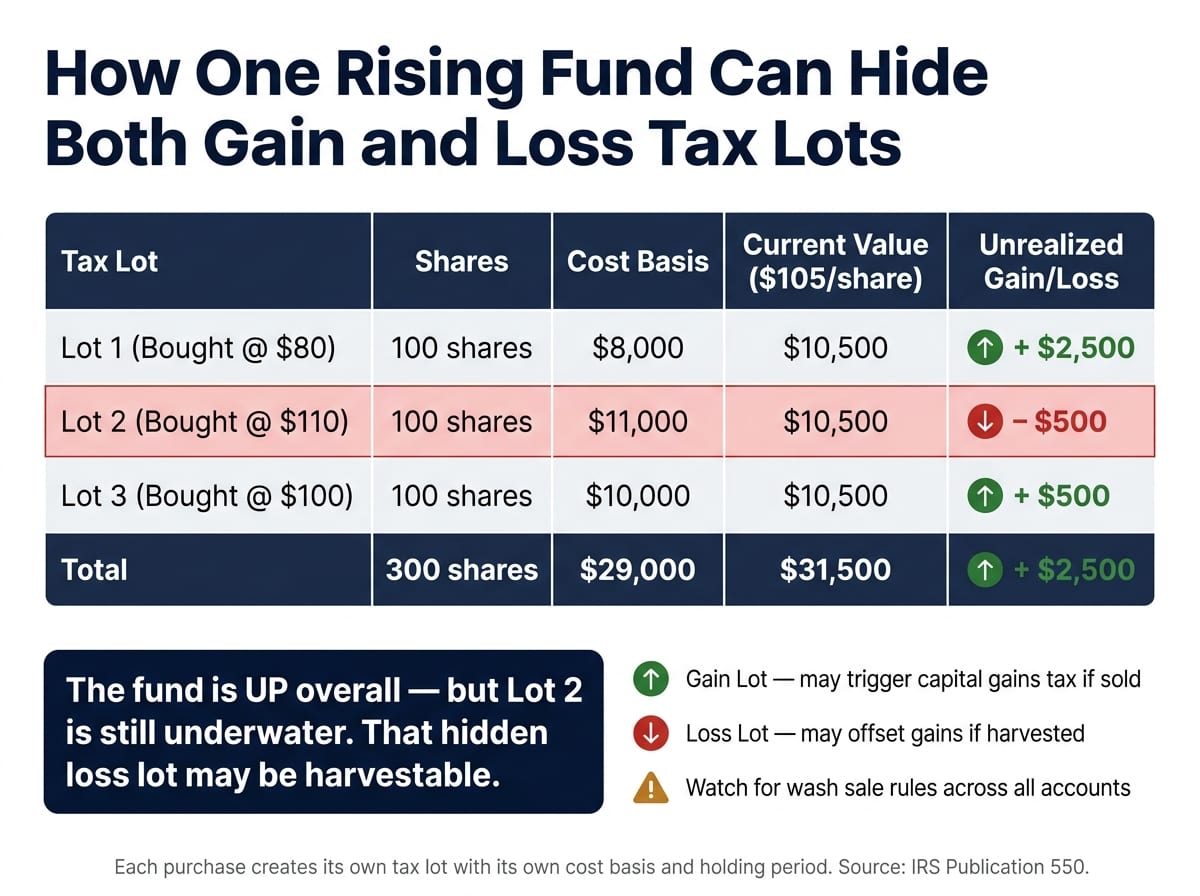 How One Rising Fund Can Hide Both Gain and Loss Tax Lots