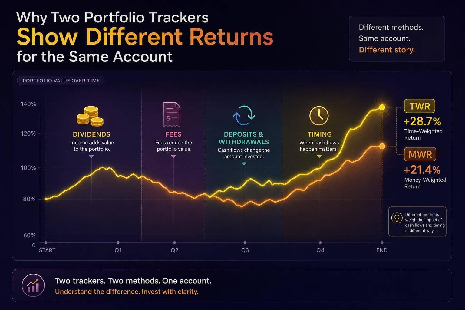 Why Two Portfolio Trackers Show Different Returns for the Same Account